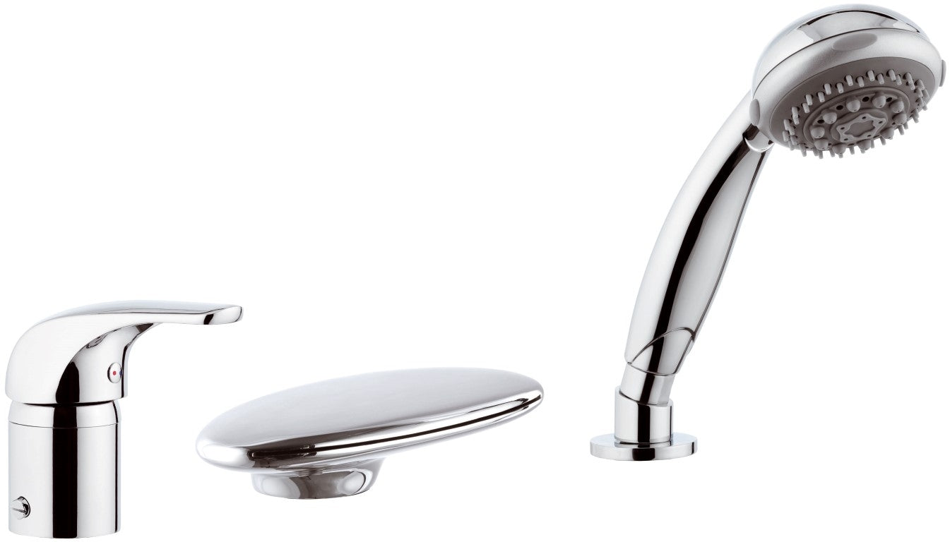 Rubinetto bordo vasca con deviatore, bocca pesante e doccetta - serie project