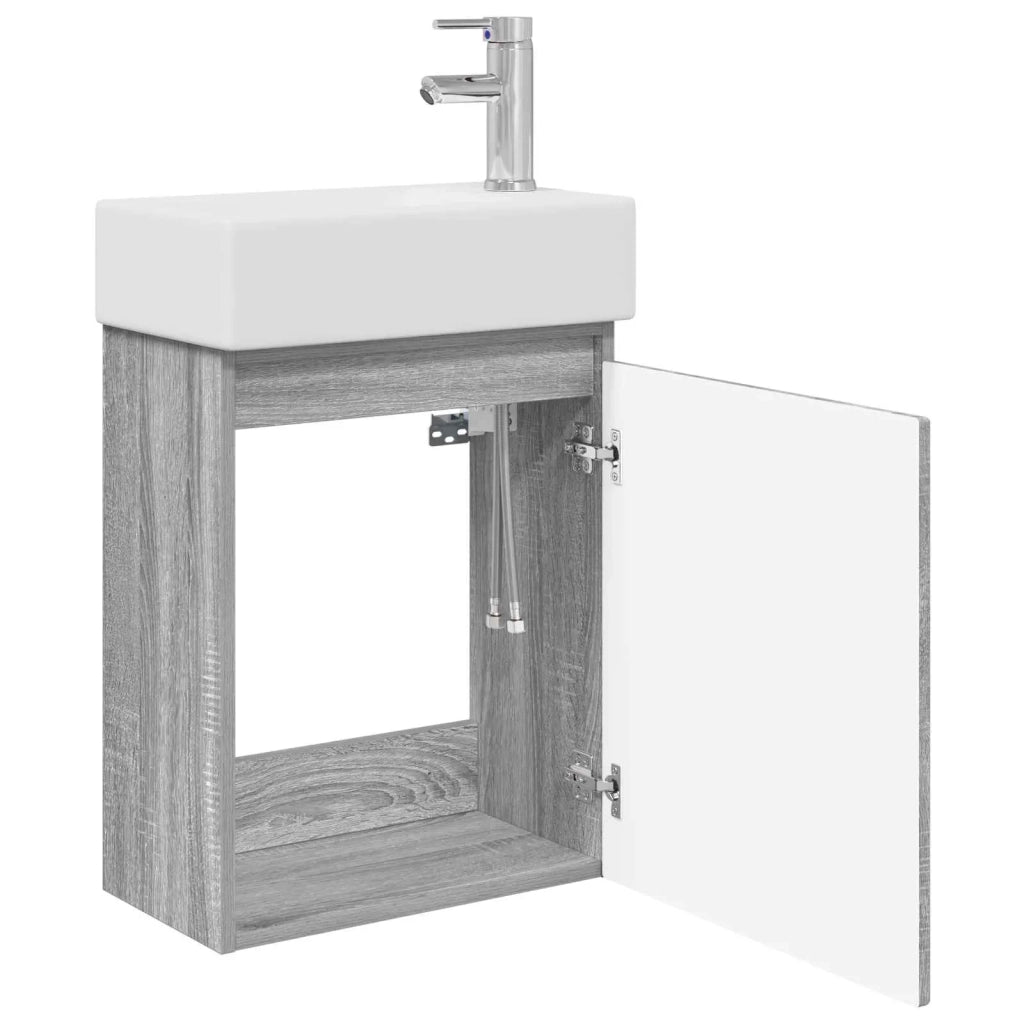 Mobile bagno con rubinetto Sonoma grigio 45,5 x 22,5 x 84 cm 889517