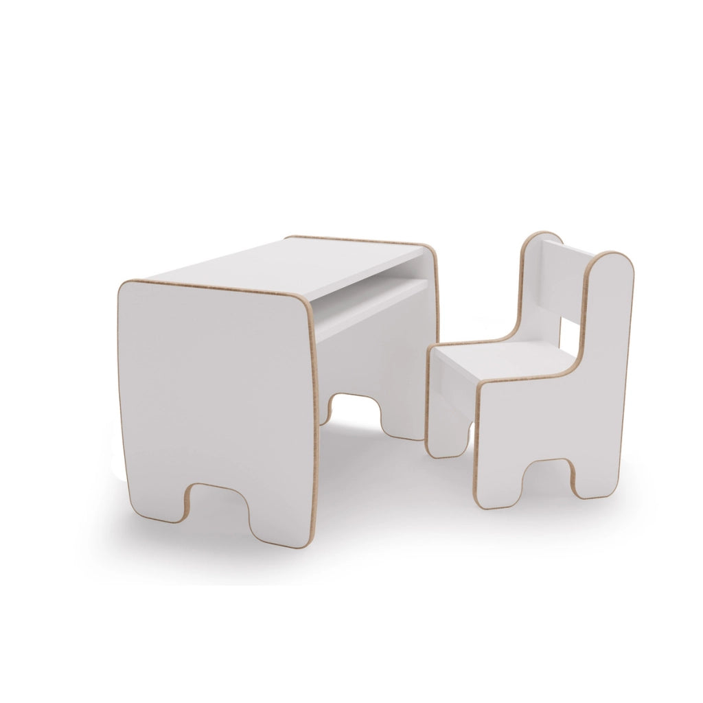 Set Timi Tavolo e Sedia per Bambini in MDF Bianco