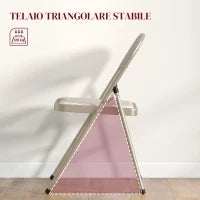 Set di 6 Sedie Pieghevoli Moderne in Acciaio e Poliestere, 45x46x78 cm, Beige
