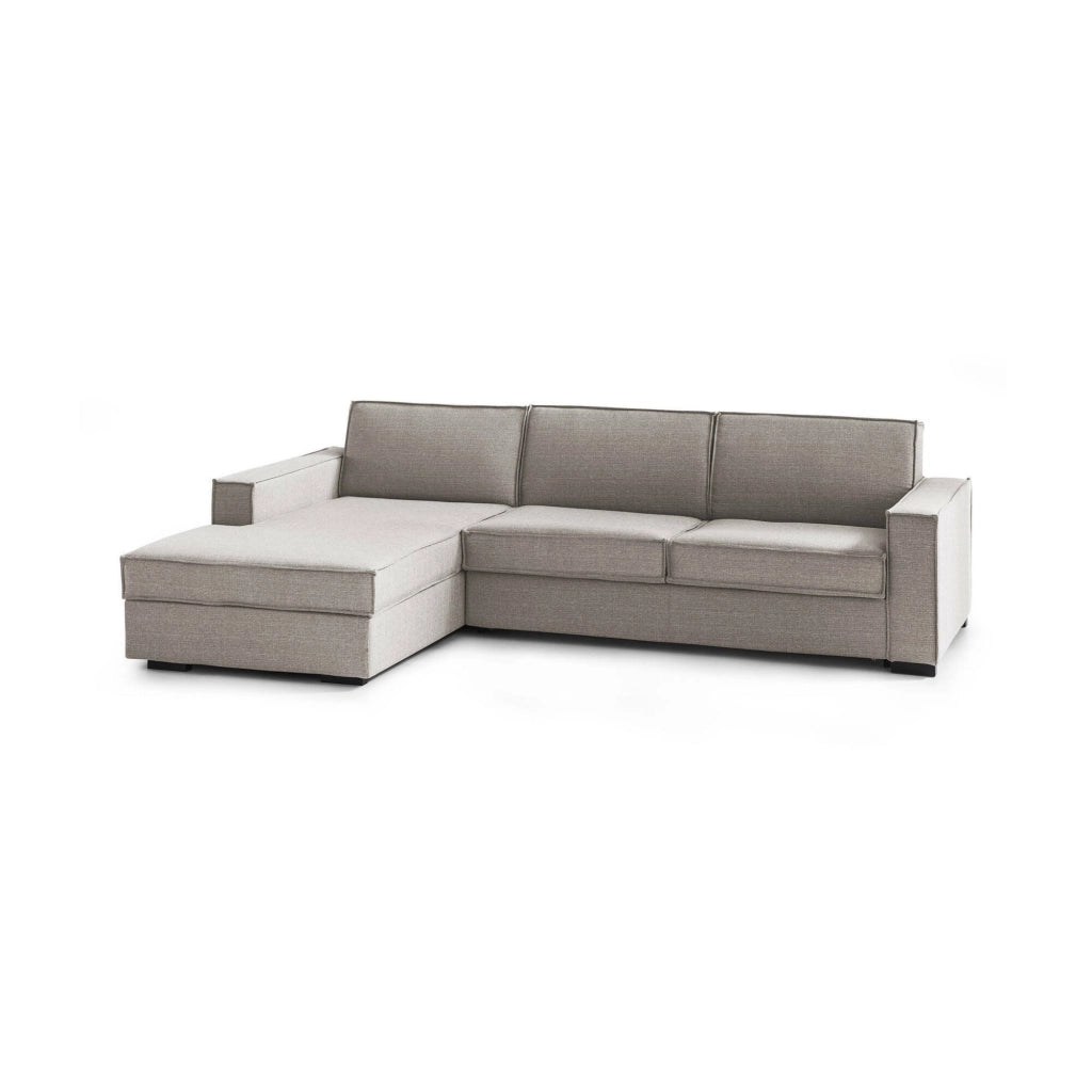 Divano Letto Allaida, Divano ad angolo, Made in Italy, SofÒ  con apertura girevole, Penisola contenitore Sinistra, con Braccioli standard, cm 280x95h90, Tortora
