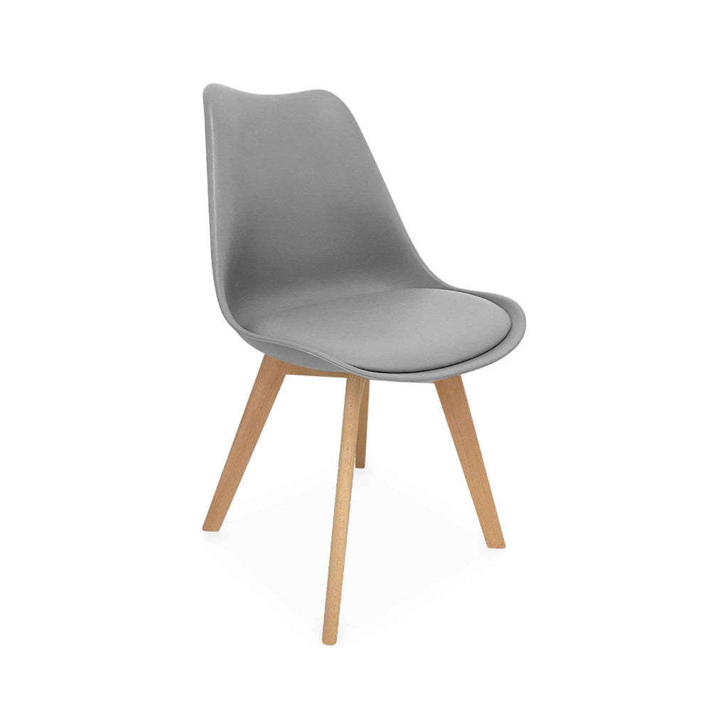 Set 4 sedie scandinave imbottite con gambe in legno , grigio