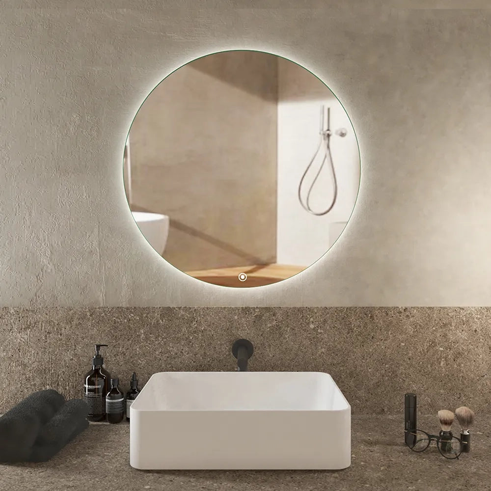 Specchio led tondo Ø 70 cm 3 mm retroilluminato luce fredda con sensore touch-screen | Alcor