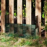 Gabbia Trappola per Animali Vivi Piccoli con Doppia Porta e Maniglia, 80x25x30cm, Verde Scuro