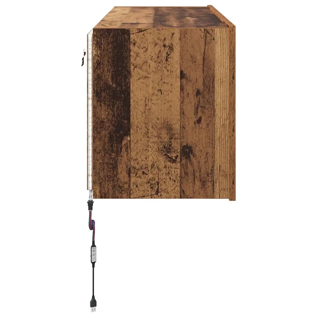 Mobile TV da parete con LED Legno vecchio 100 x 35 x 41 cm