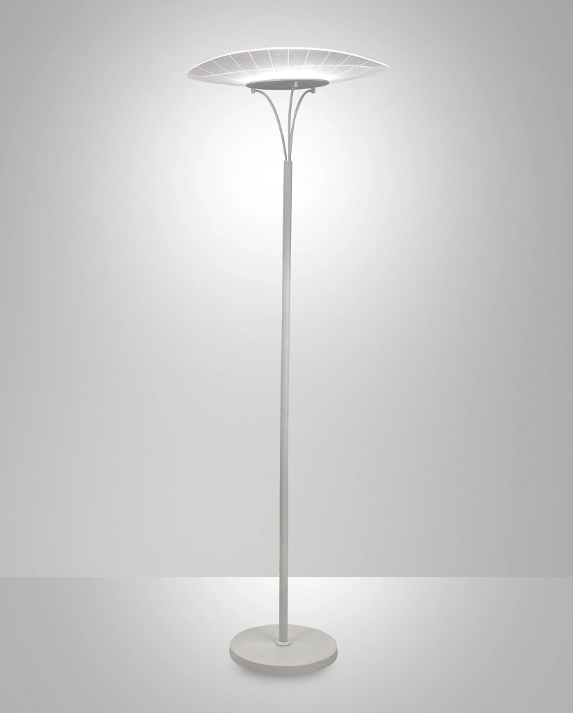 Vela Lampada da terra LED integrato 24W 2180lm 3000K Bianco Struttura in metallo e metacrilato, design moderno ed elegante altezza 175cm