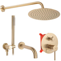 Set Da Vasca-doccia Da Incasso Rea Lungo Brush Gold + Box