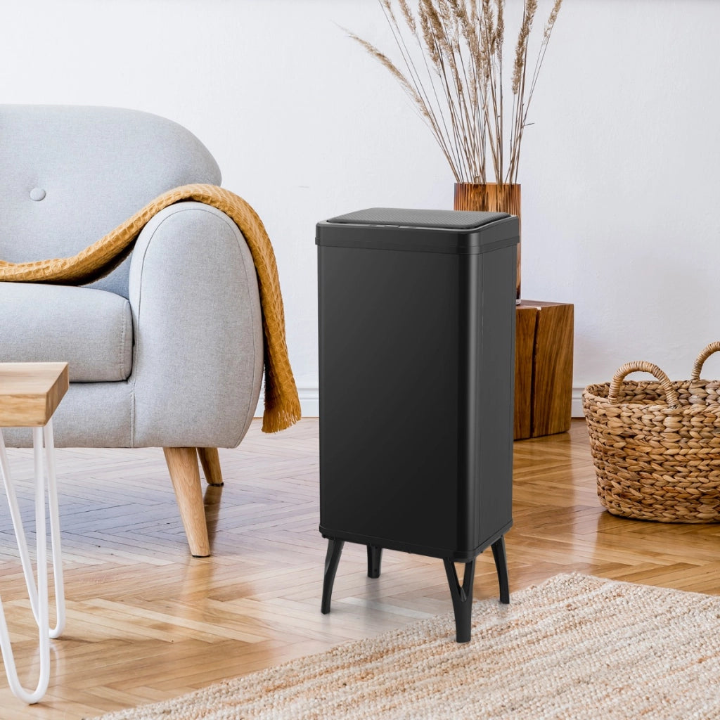 Bidone per la spazzatura in acciaio inossidabile da 50L, Bidone per la raccolta automatico con sensore di movimento Nero-Organizzazione della cucina