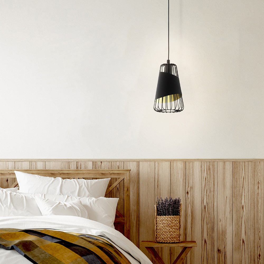 Lampadario Industrial Austell Piccolo 1 Luce Acciaio Nero