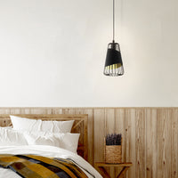 Lampadario Industrial Austell Piccolo 1 Luce Acciaio Nero