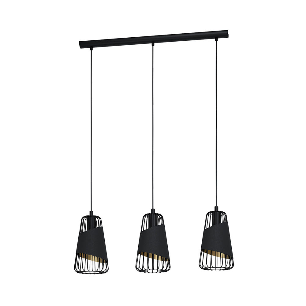 Lampadario Industrial Austell 3 Luci Acciaio Nero