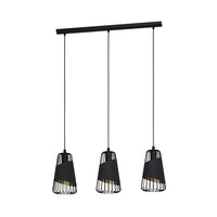 Lampadario Industrial Austell 3 Luci Acciaio Nero