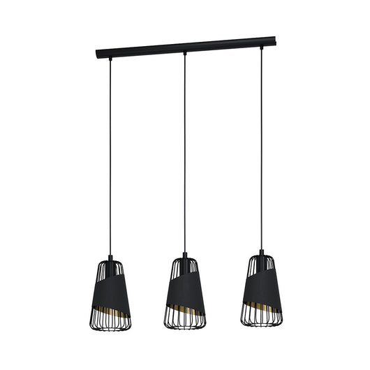 Lampadario Industrial Austell 3 Luci Acciaio Nero