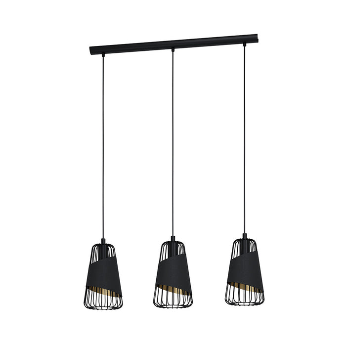 Lampadario Industrial Austell 3 Luci Acciaio Nero
