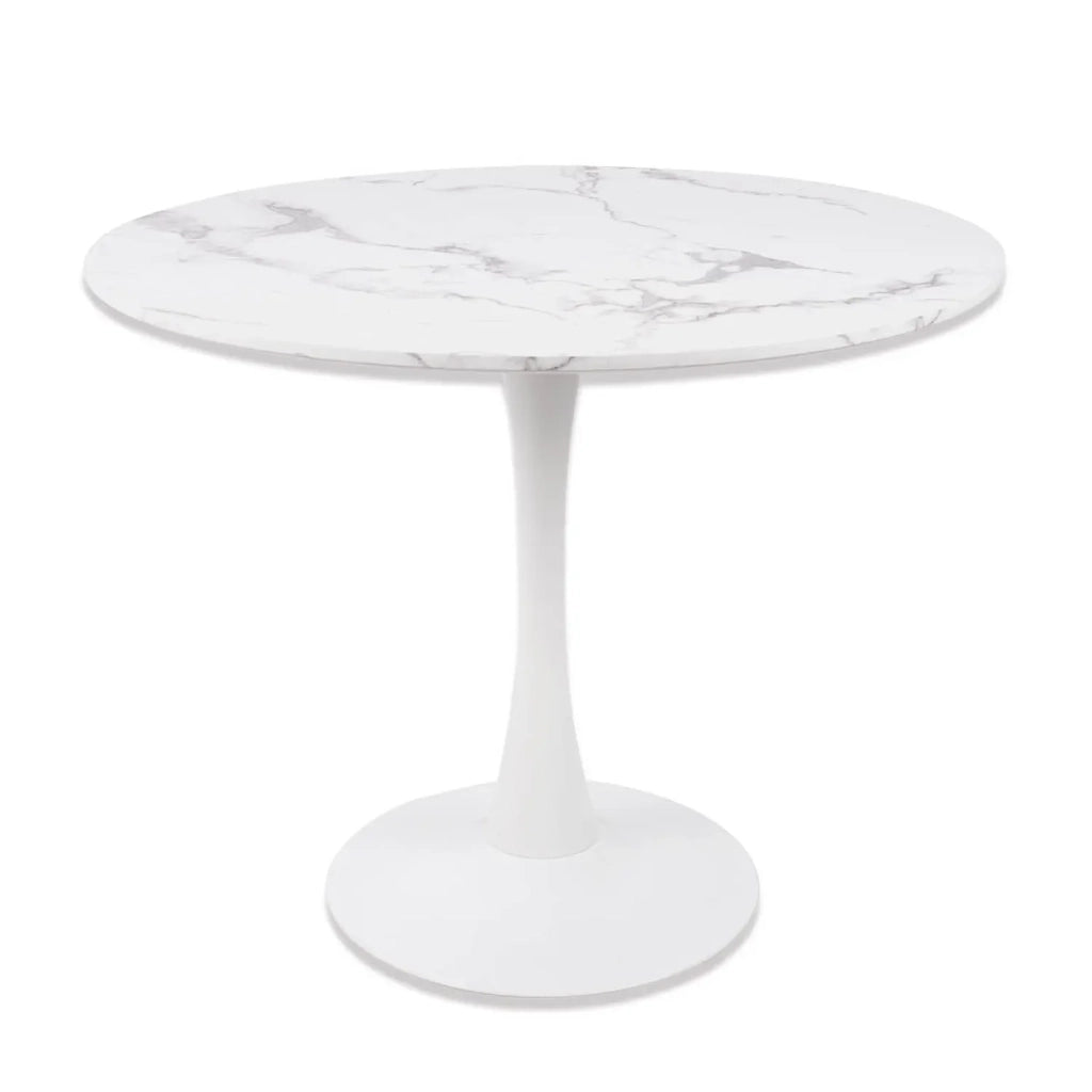 LÚZETE - TAVOLO DA PRANZO ROTONDO IN MARMO BIANCO Ø90 CM SAN ANTONI