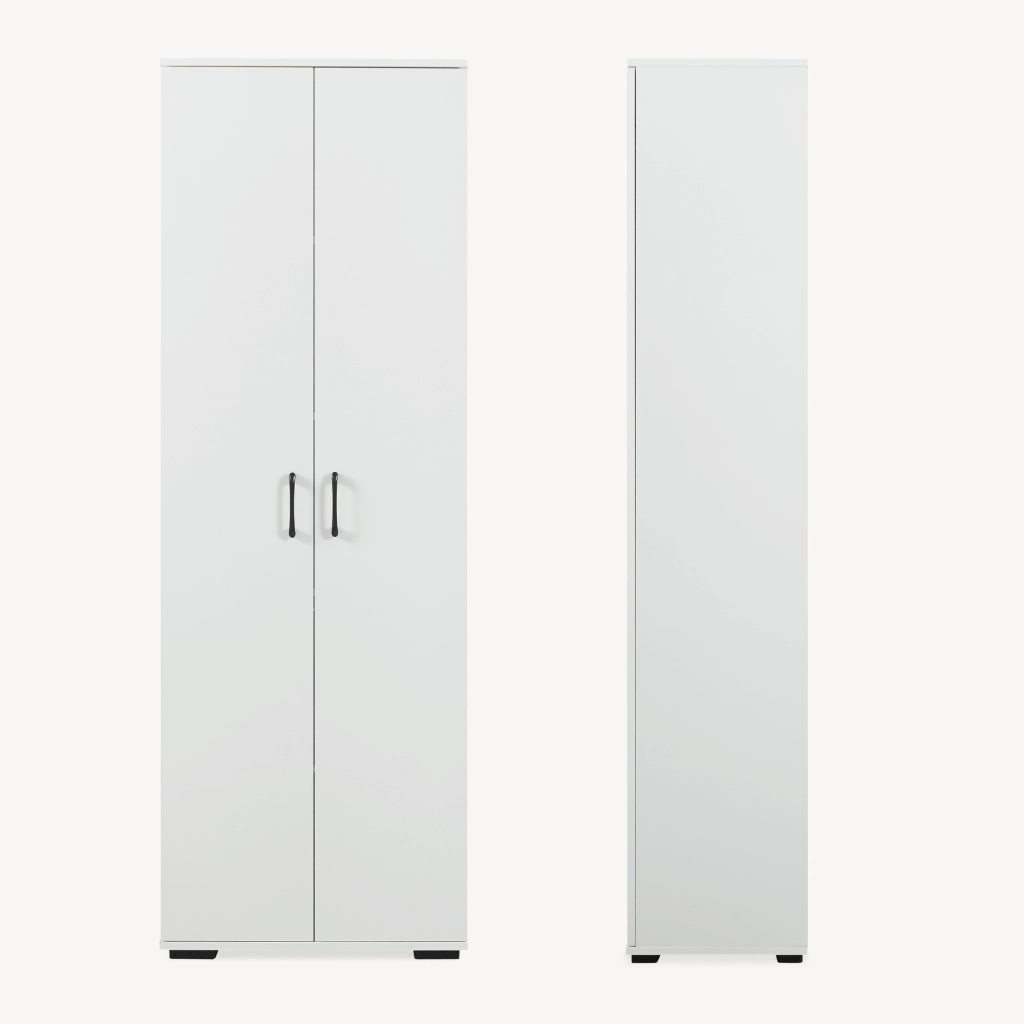 Armadio Multifunzionale Chalvefted a 2 Ante e Vano Portascope 175x60x35 cm - Bianco [en.casa]
