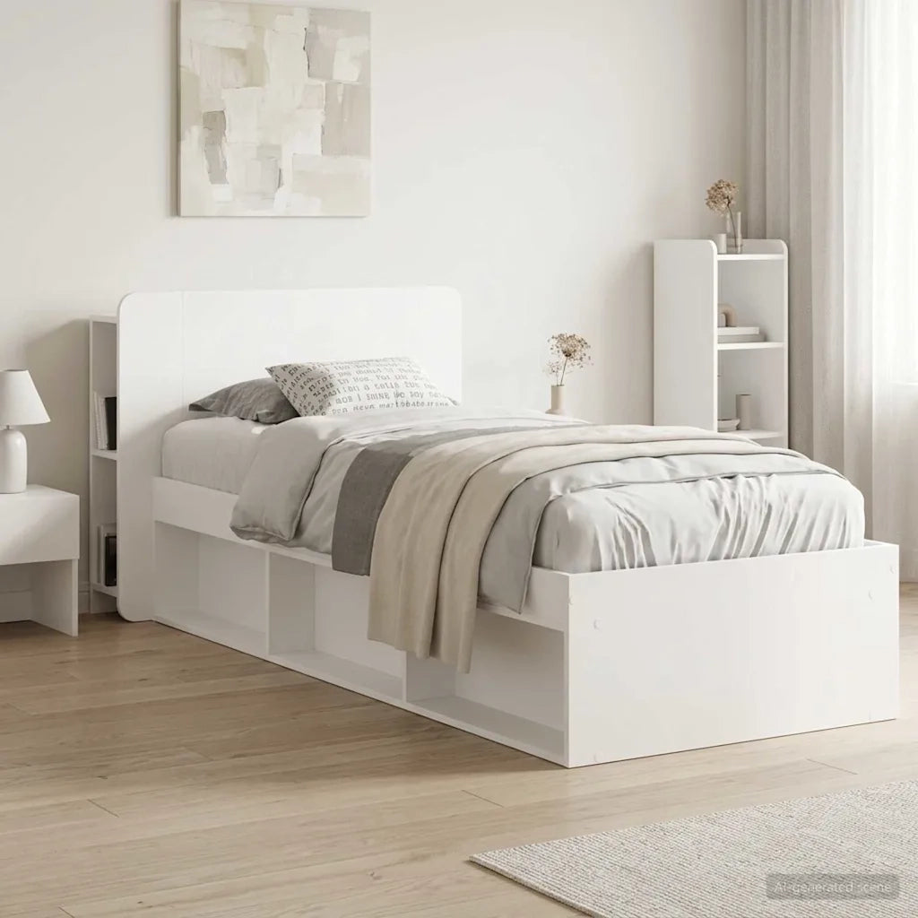 Testata del letto con archiviazione Bianco Legno ingegnerizzato 8001183