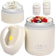 Tazza di yoghurt to-go 680 ml in acciaio inossidabile, muesli to-go, contenitore per pasti leggeri liberi da grassi, per lavoro, scuola, picnic e viaggi - beige