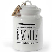 Biscottiera Barattolo per Biscotti Muffin Dolci in Ceramica Bianca con Scritte