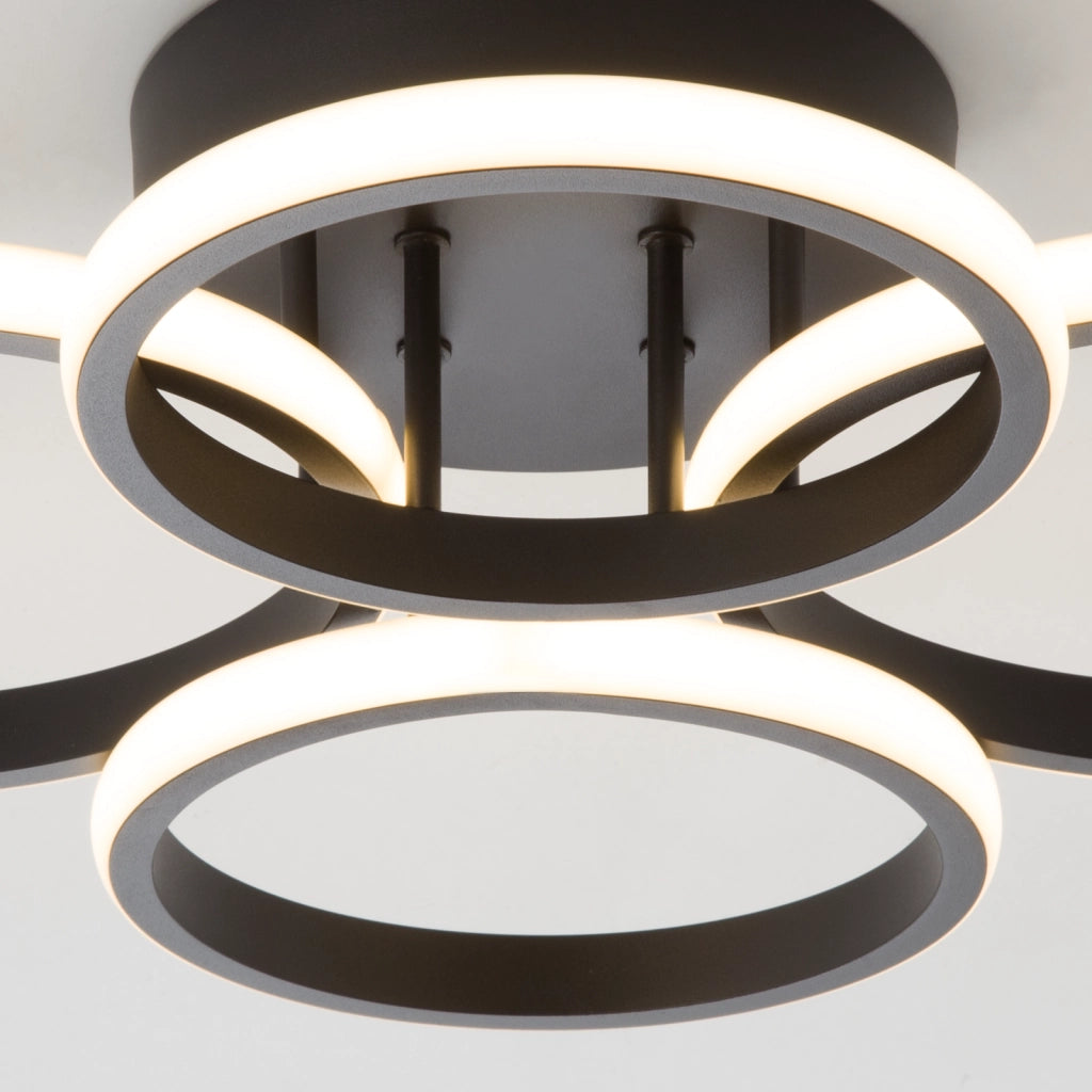 ZMH Lampada da soffitto plafoniera LED nera moderna 48W 55cm dimmerabile telecomando per camera letto cucina