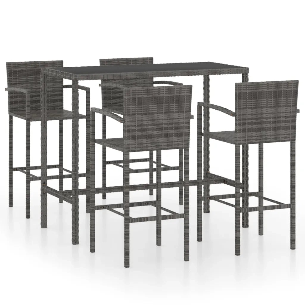Set da Bar da Giardino 5 pz in Polyrattan Grigio cod mxl 40293