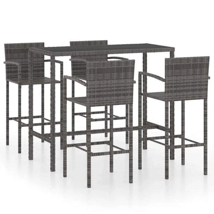 Set da Bar da Giardino 5 pz in Polyrattan Grigio cod mxl 40293