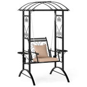 Dondolo da esterno 112 x 140 x 196 cm comfort ottimale con cuscini e tavolini pieghevoli in metallo nero 20_0010515
