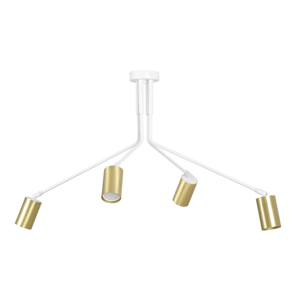 Plafoniera Minimal Tenjin Acciaio Bianco 4 Luci Gu10 Ip20