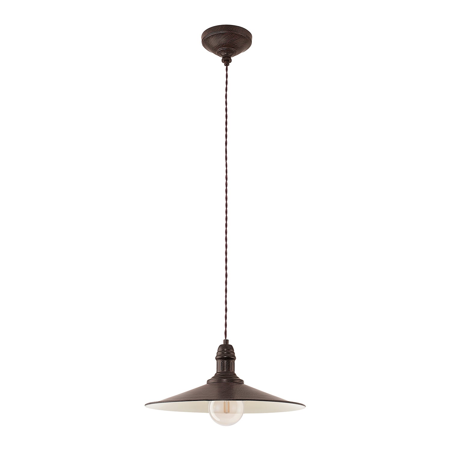 Lampadario A Sospensione Vintage Stockbury Acciaio Marrone Antico 1 Luce E27