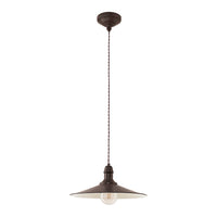 Lampadario A Sospensione Vintage Stockbury Acciaio Marrone Antico 1 Luce E27