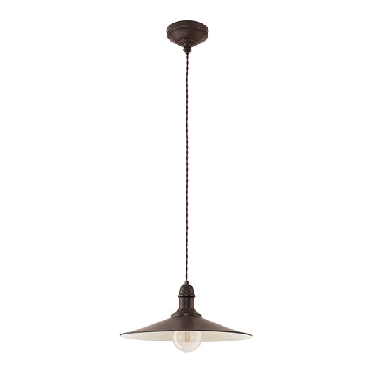 Lampadario A Sospensione Vintage Stockbury Acciaio Marrone Antico 1 Luce E27
