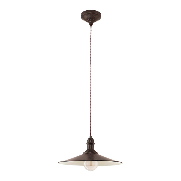 Lampadario A Sospensione Vintage Stockbury Acciaio Marrone Antico 1 Luce E27