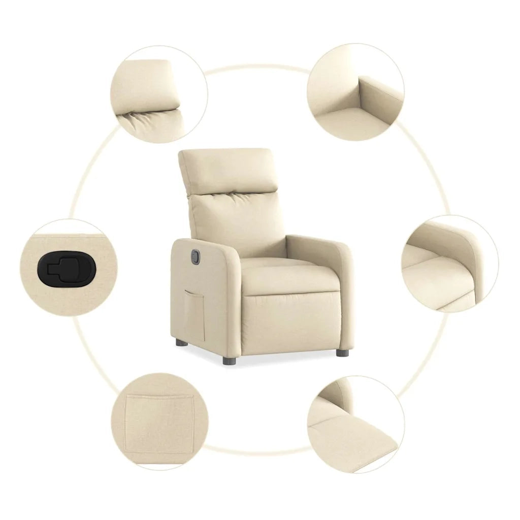 Divano Sedia-Poltrona Reclinabile in Tessuto Crema 660735