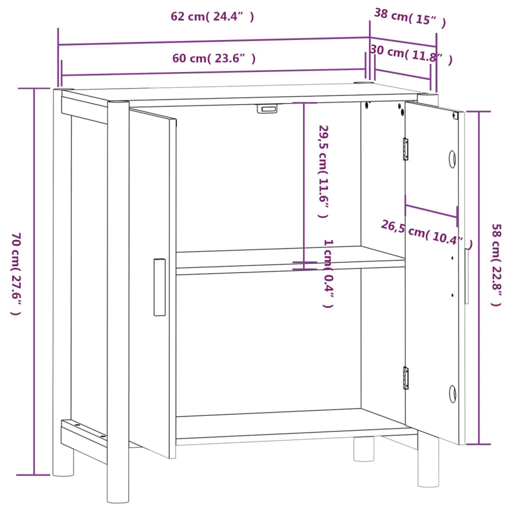 Credenza | Madia | Buffet da pranzo | Armadio da pranzo Bianca 62x38x70 cm in Legno Multistrato