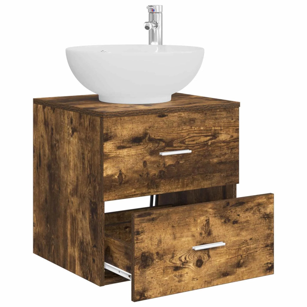 Mobile Lavabo da Parete Rovere Fumo 49,5 x 44,5 x 66,5 cm 890306