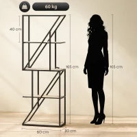 Libreria a 5 Livelli in Stile Industriale con Ripiani Aperti e Telaio in Acciaio 60x30x165 cm Rovere