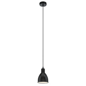 Sospensione Vintage Priddy Acciaio Nero Bianco 1 Luce E27