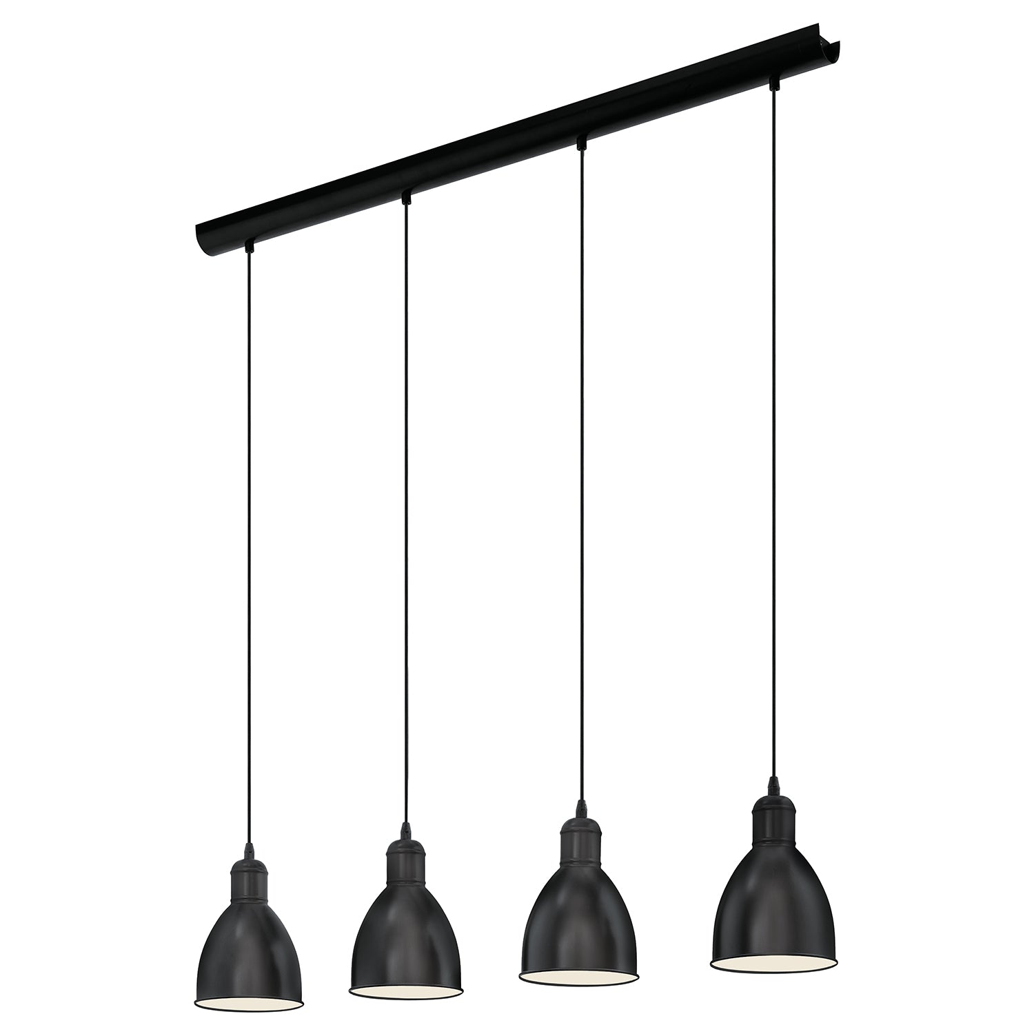 Lampadario A Sospensione Vintage Priddy Acciaio Nero Bianco 4 Luci E27