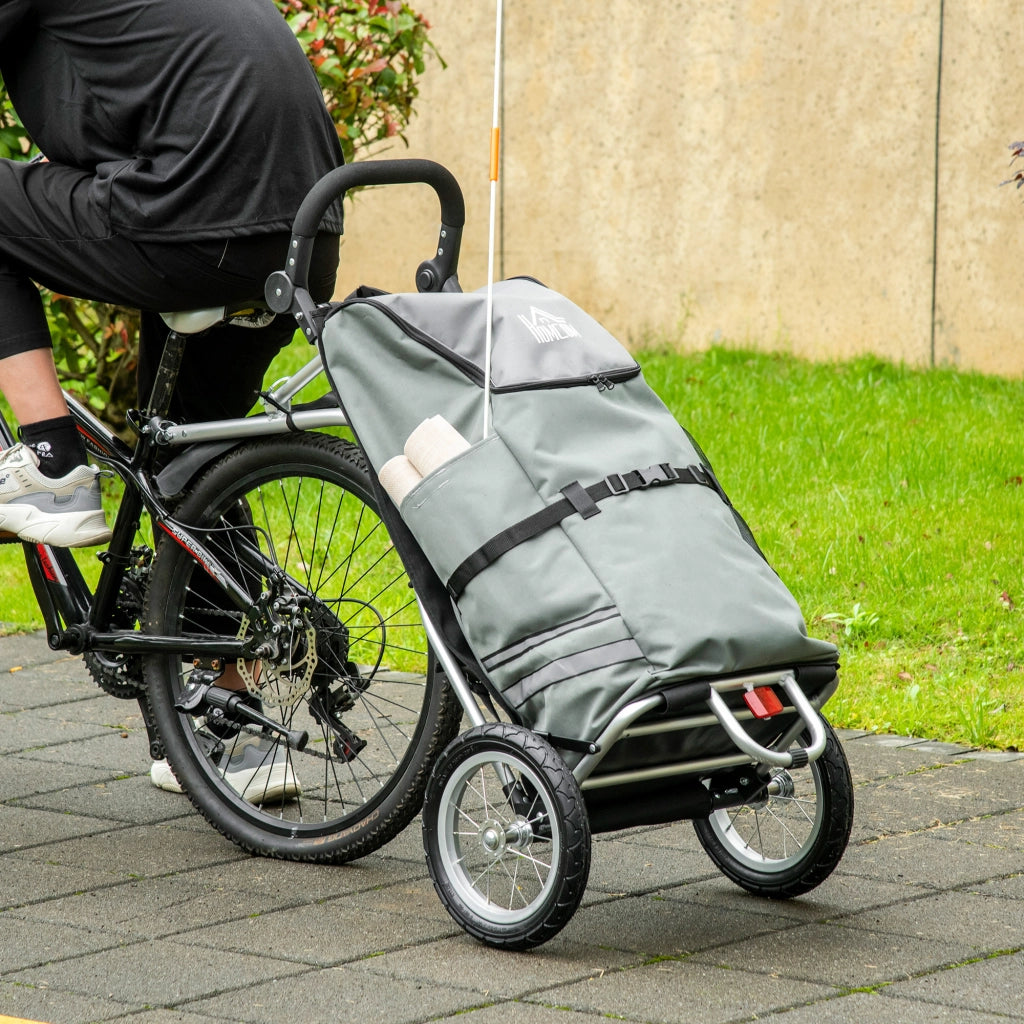 Carrello 2 in 1 per bicicletta e spesa, pieghevole, struttura in alluminio, grigio, 53 x 43 x 110 cm