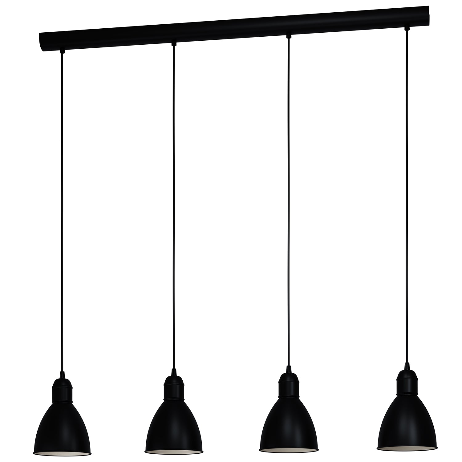 Lampadario A Sospensione Vintage Priddy Acciaio Nero Bianco 4 Luci E27