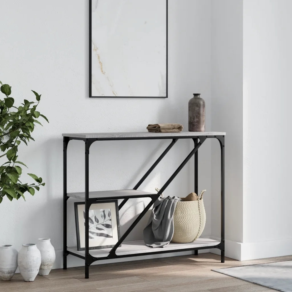 Tavolino Consolle-Tavolino da soggiorno-Tavolo Grigio Sonoma 88,5x30x75 cm Legno Multistrato