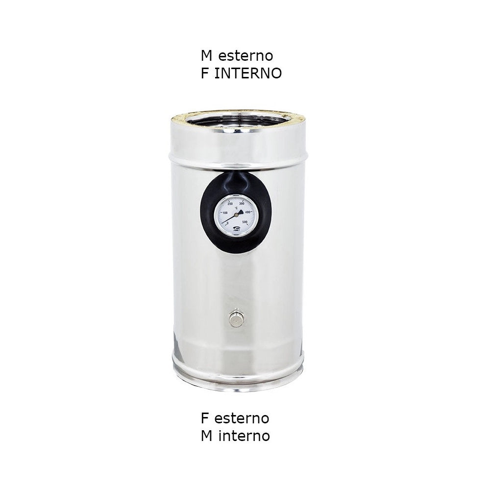 Modulo inox prelievo e rilevamento fumi doppia parete di 180 - de 230 mm