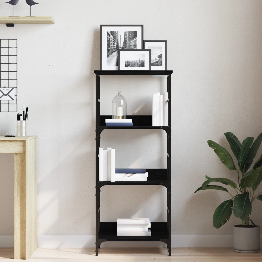 Libreria Nero Rovere 50x33x117,5 cm Legno ingegnerizzato e Acciaio