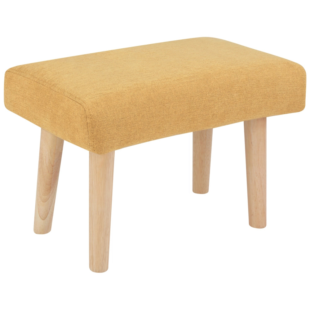 Poggiapiedi in poliestere giallo con gambe in legno Camera da letto Soggiorno Accessori per sedersi