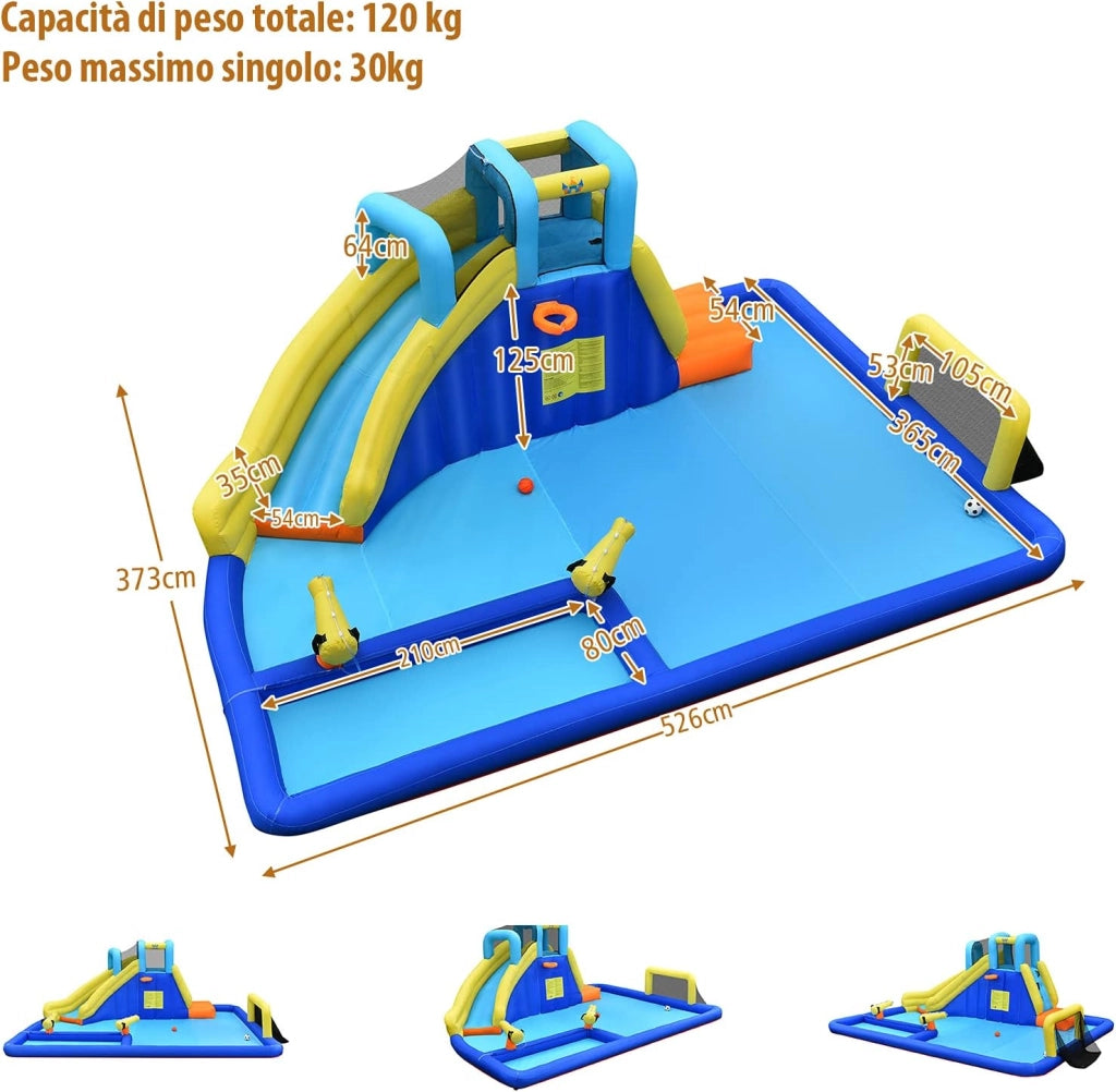 Castello Gonfiabile Per Bambini, Con Scivoli, Muro da Arrampicata e Piscina, Per 3 Bambini 3-10 Anni, Con Borsa di Trasporto e Kit Riparazione (Senza soffiatore)