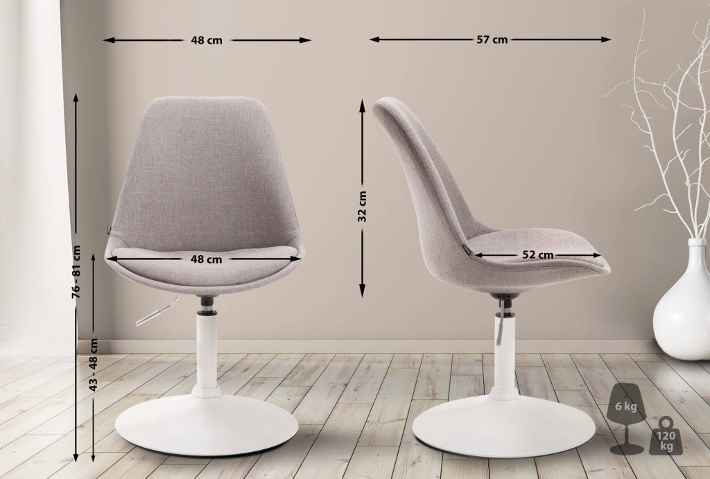 Sedia da pranzo MAVERICK in tessuto grigio,bianco