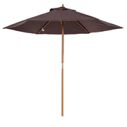 Ombrellone da Giardino 2.5x2.3 m a 6 Stecche con Manovella, in Legno e Poliestere, Marrone
