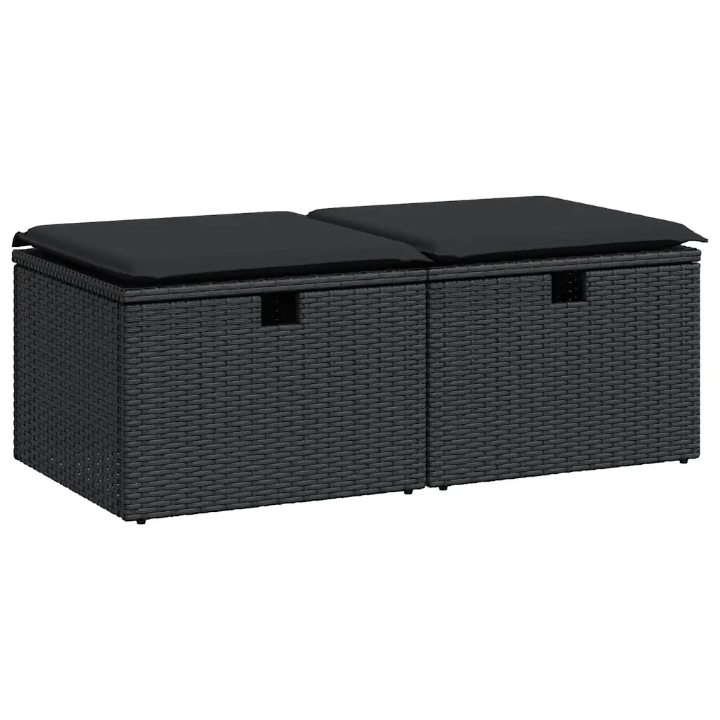 vidaXL Set Divani da Giardino con Cuscini 2 pz Nero Polyrattan Acacia