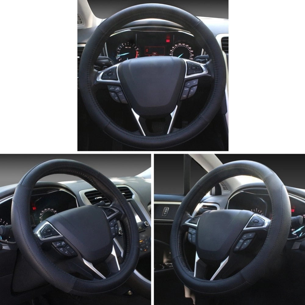 Trade Shop - Coprivolante Con Presa Comfort Per Volante Auto Nero In Gomma Diametro 38 Cm -