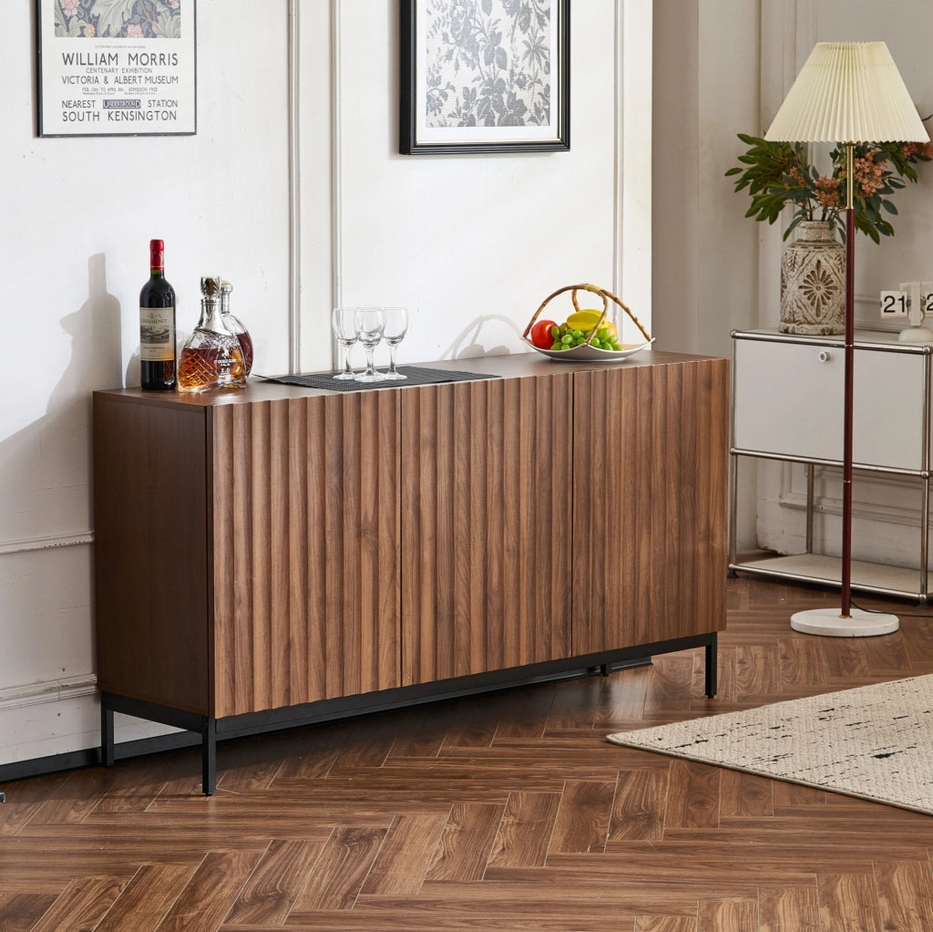 Credenza moderna marrone scuro 150x40x80 cm con ante ondulate